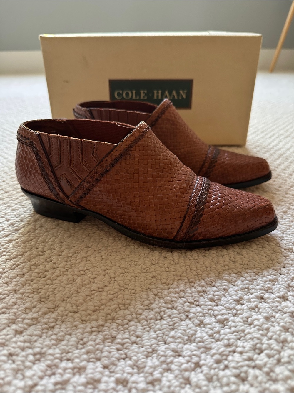 Cole Haan Tan Brown Woven Leather Slip-On *vintage!*